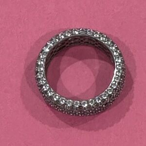 Elegant Silver Crystal Infinity Ring